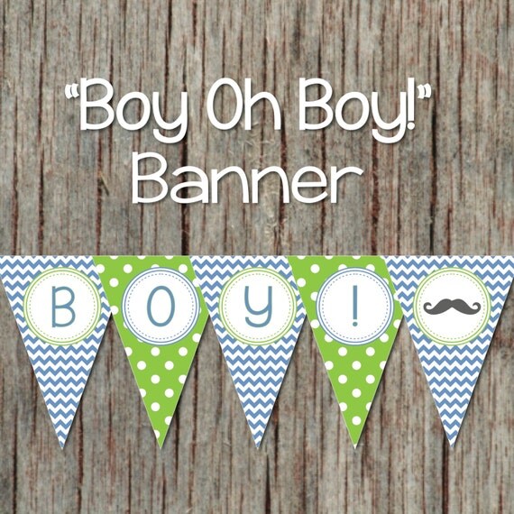 Boy Oh Boy Printable Baby Shower Banner Ocean Blue Lime Green