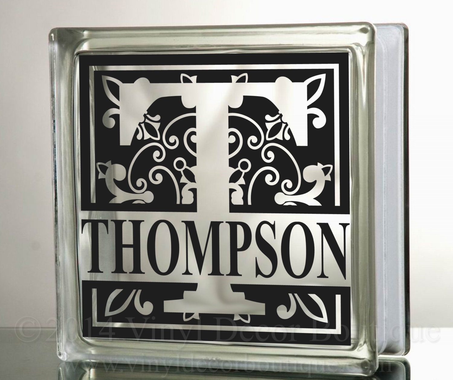 Monogram Glass Block Decal Vinyl Lettering Monogram