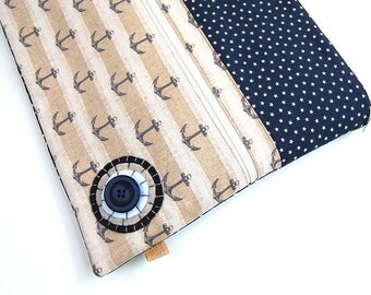 Macbook Pro Sleeve, Macbook Air Sleeve, Macbook Pro Case, Laptop Sleeve, Macbook 13in Sleeve, Computer Sleeve - Nautical, Anchors, Navy