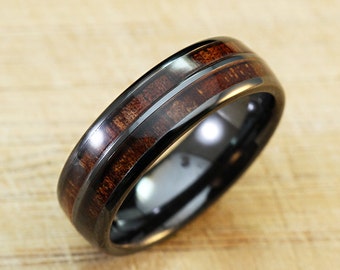 Popular items for wood inlay ring on Etsy