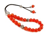 Komboloi, Greek Worry Beads, Quality Orange Acrylic Beads, Metal Master Bead, Meditation Greek Komboloi on black cord Komboloi, Greek Worry Beads, Quality Orange Acrylic Beads, Metal Master Bead, Meditation Greek Komboloi on black cord