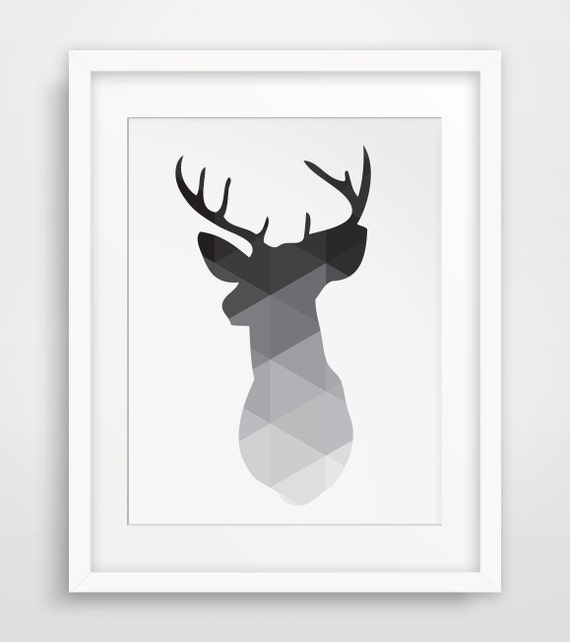 Deer Wall Art black deer head print deer antlers wall art geometric wall Deer Wall Art black deer head print deer antlers wall art geometric wall