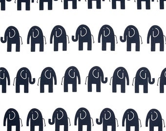 SHIPS SAME DAY Premier Prints Ele Navy - Navy Blue on White elephant print fabric by the 1/2 yard
