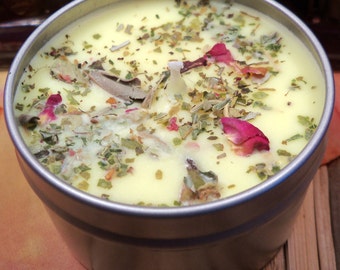 NEW BEGINNINGS Magic Intention Herb Candle - Start a New Chapter - Welcome New Opportunities Open New Doors Transform - Magical Wicca