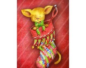 80% OFF Printable Christmas cards DIY instant download - Cat surprise in stocking AMB-615 Il_170x135