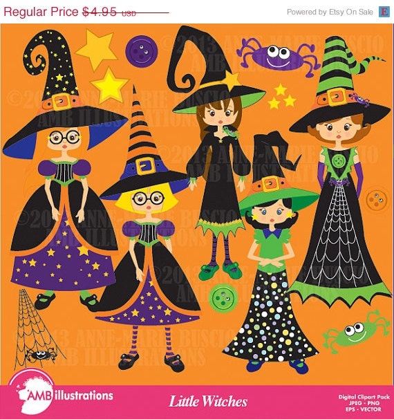 80% OFF LITTLE WITCHESclipart, commercial use, vector graphics, digital clip art, digital images - AMB-214 Il_570xn