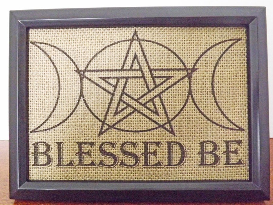 Blessed Be Wicca 5x7 Framed Burlap Print