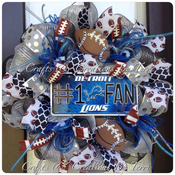 Lions Wreath Detroit Wreath Detroit Lions by CreatedByTerri