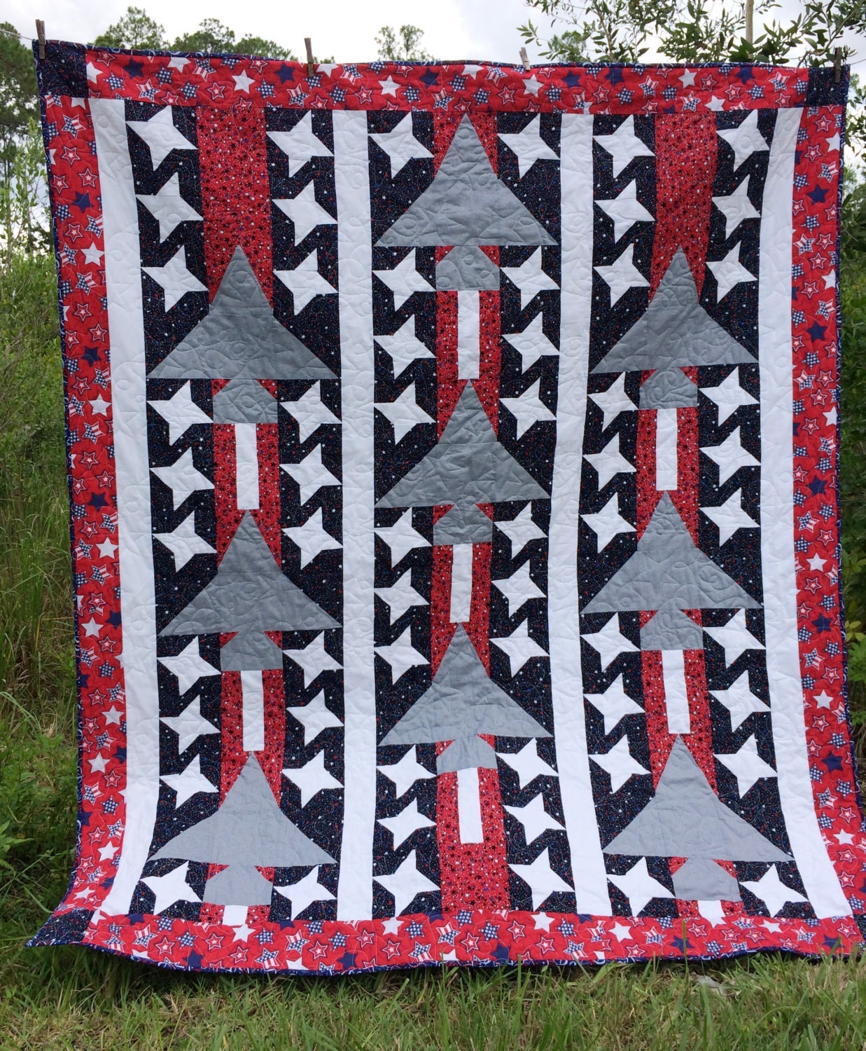 Veterans Quilt with jets PDF PATTERNTUTORIAL 2 sizes Full size 74"x92