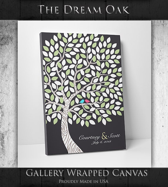 Wedding Tree Guest Book- Wedding Tree Guestbook - Custom Bridal Gift - Fits up to 55-150 Guests - Canvas or Print - 16x20 Inches by WeddingTreePrints