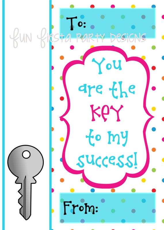 Teacher gift tag key to my success