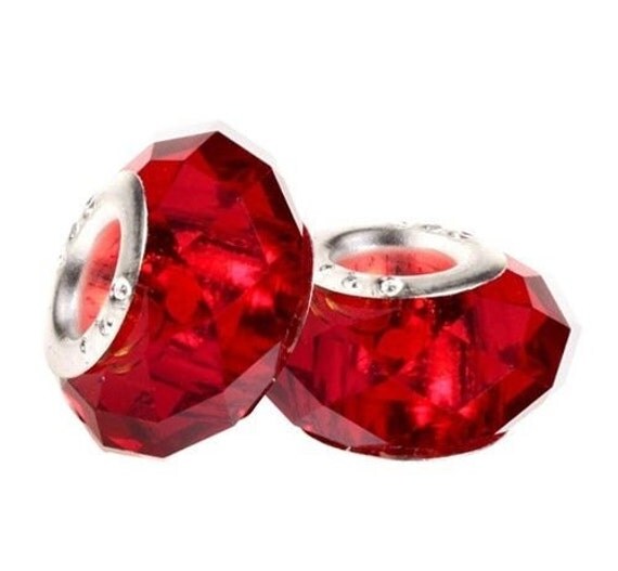 1x Red Murano Beads Faceted Crystal Glass Red Murano Red