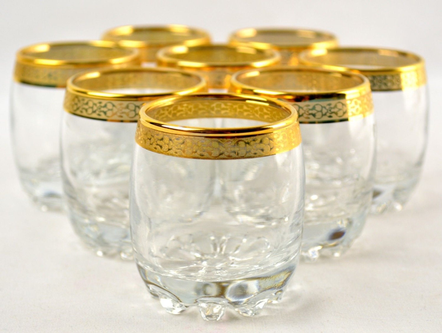 Vintage Set of 8 Highball Glasses Gold Banded by UdderlyGoodStuff