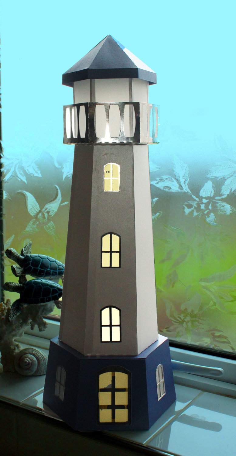 3D SVG Lighthouse tealight holder DIGITAL file by MySVGHUT on Etsy