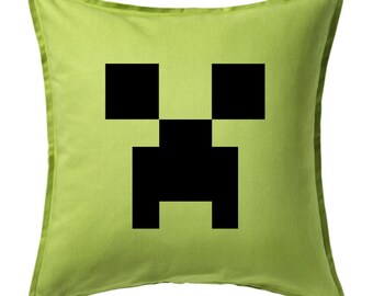 Minecraft Inspired Bedroom Pillow Cover, Personalized, Creeper