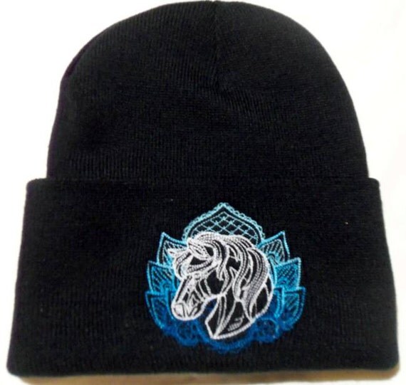 Beanie  beanie Guide Horse Spirit hat guide Hat Pagan Embroidered Totem Winter Wiccan