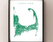 Cape Cod Map, Massachusetts Art Poster Print