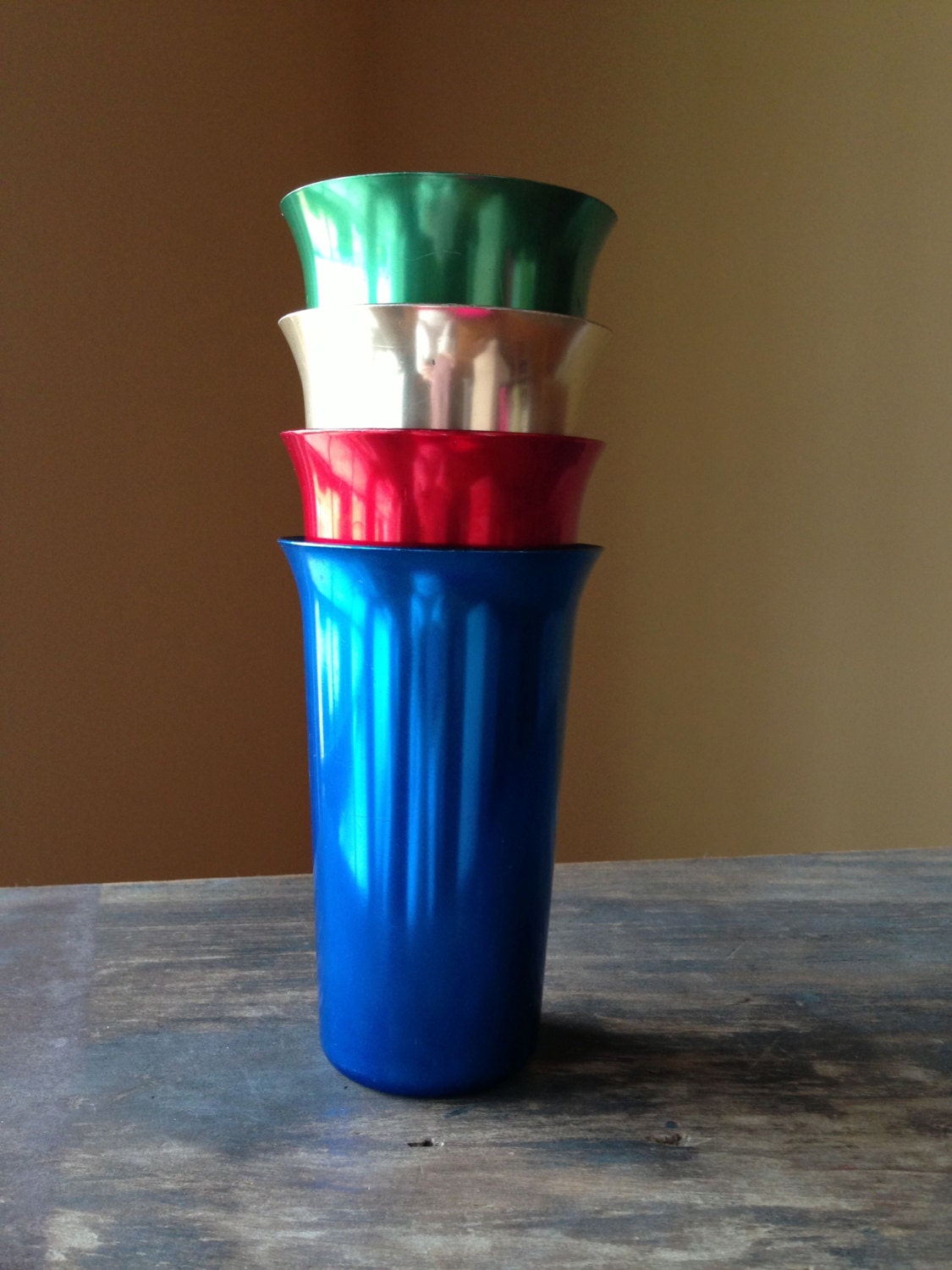 Retro Aluminum Cups Color Craft Set Of 4 Drinking Cups