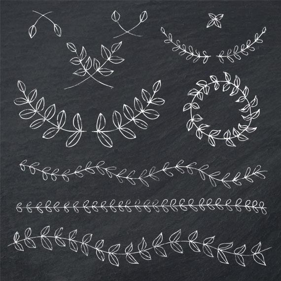 Chalk Laurels & Vine Doodle Borders and Frames by DanaGarsonDesign