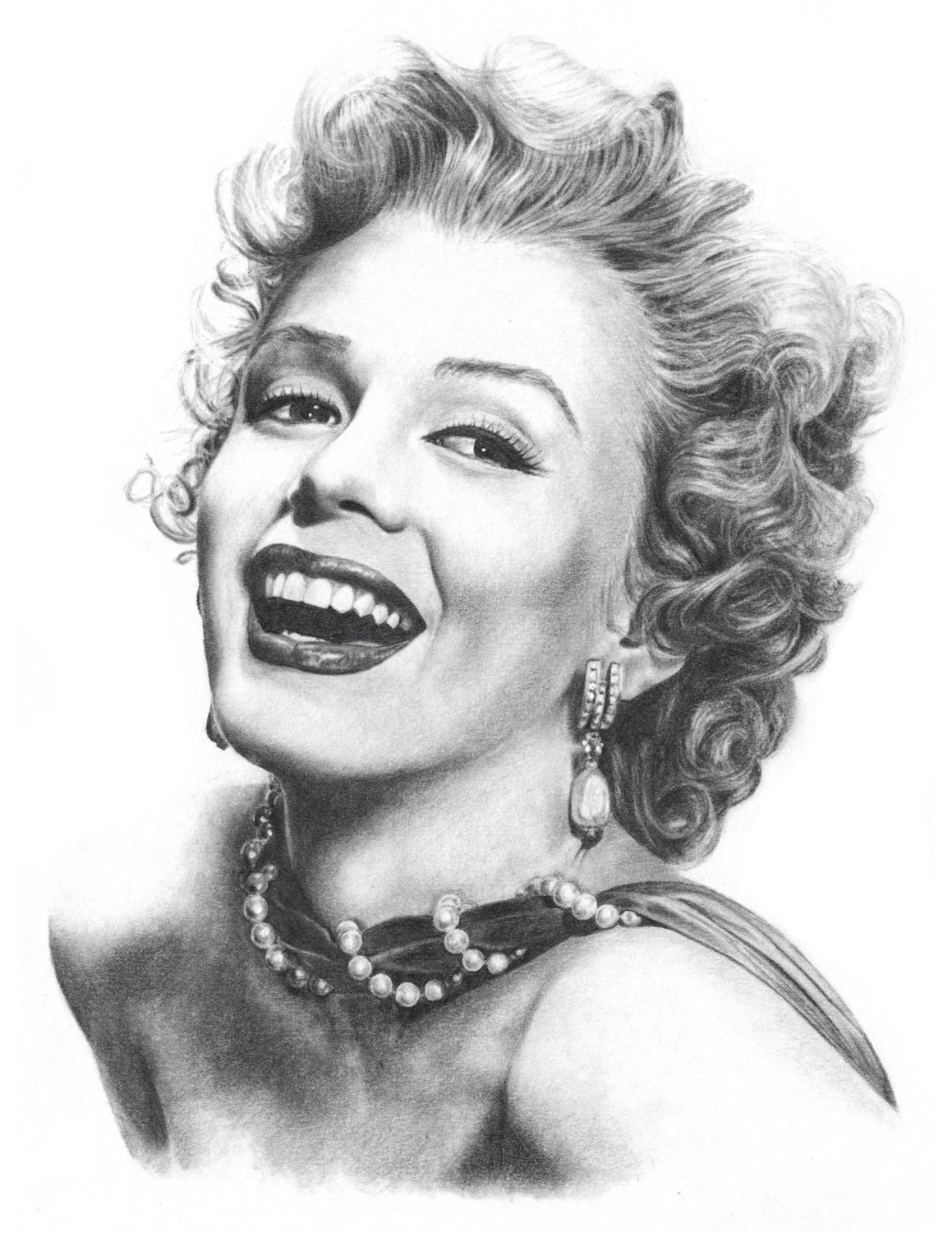 Marilyn Monroe Pencil Portrait Drawing Print by shadesofsunshine