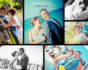 Wedding Day Collage Thank You | Destination Wedding Reception | Group Photo on the Beach