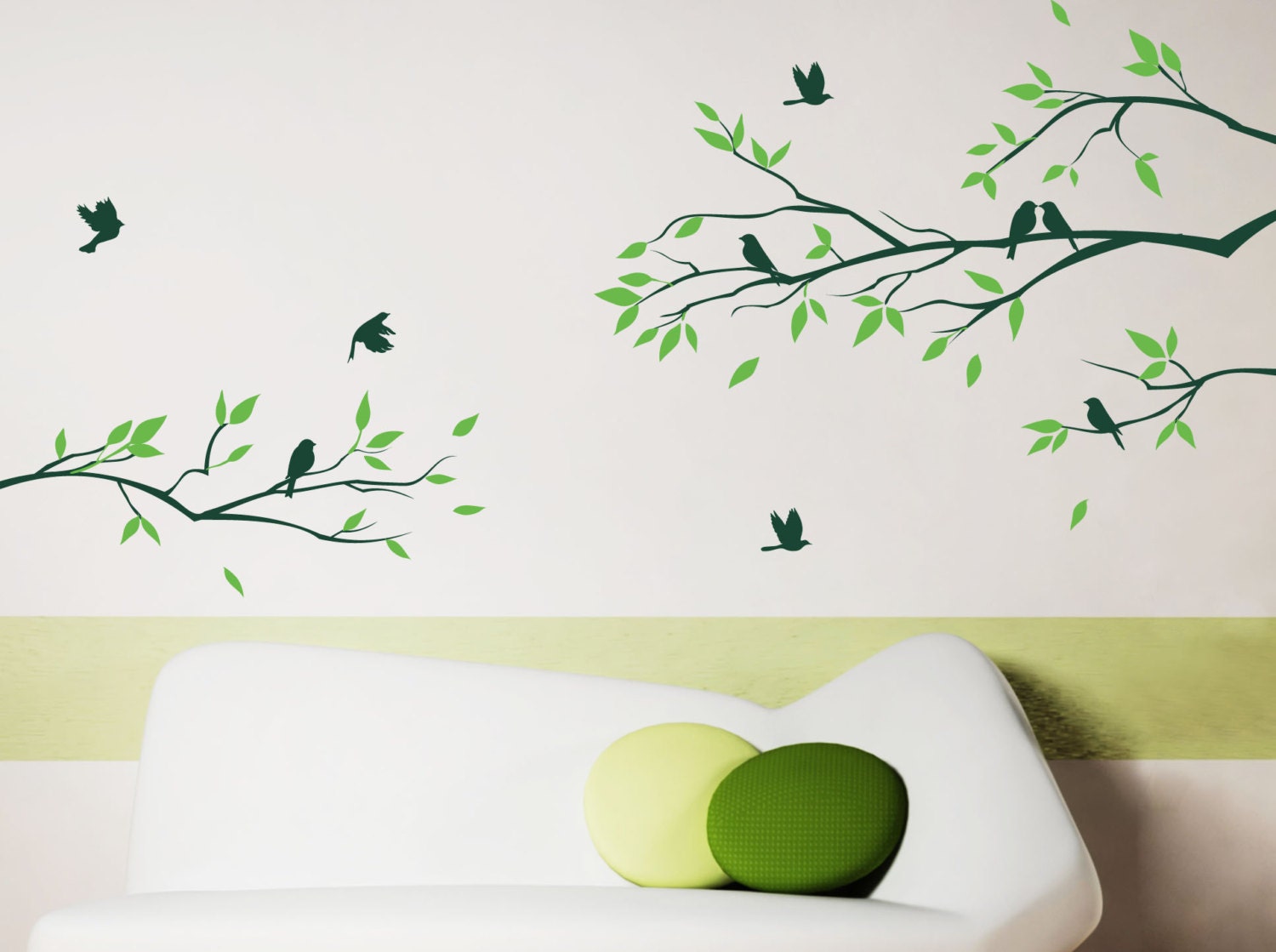 Baby Room Designs Tree Branch with birds Headboard wall Decal