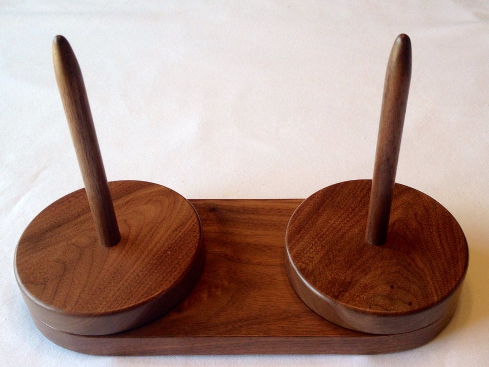 Double Walnut Yarn Holder Lazy Susan