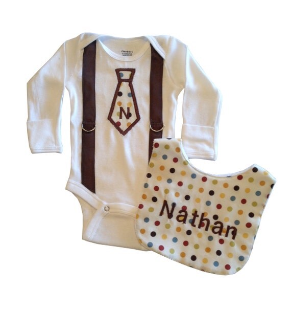 Personalized Baby Boy Tie Onesie and Bib by PreciousBabyAttire