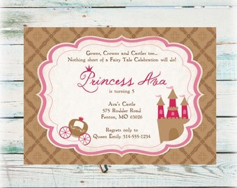 Printable Princess Birthday Invitation - Digital File