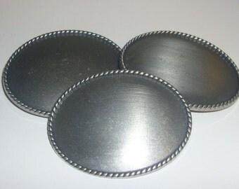 3- 3.5" Oval Belt Buckle Blanks - Antique Silver