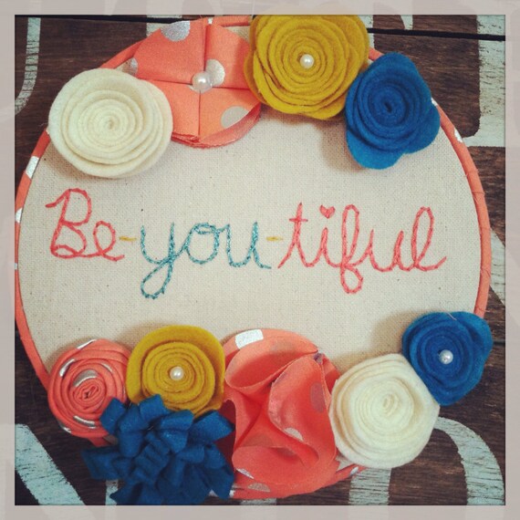 Items similar to Beyoutiful embroidery, little girl gift, mothers day