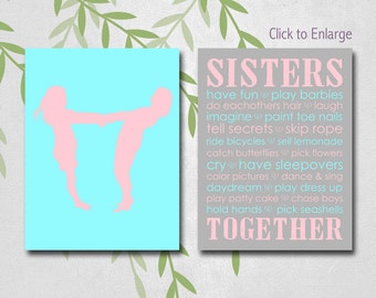  Sisters  Wall Art Girls Room  Decor  Sisters  Sign Girl Nursery