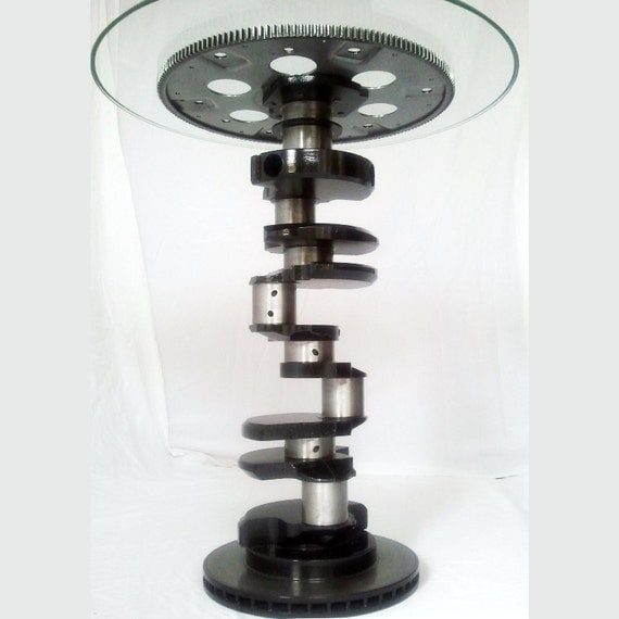 Items similar to Made to order V8 Crankshaft End Table, Black and Raw