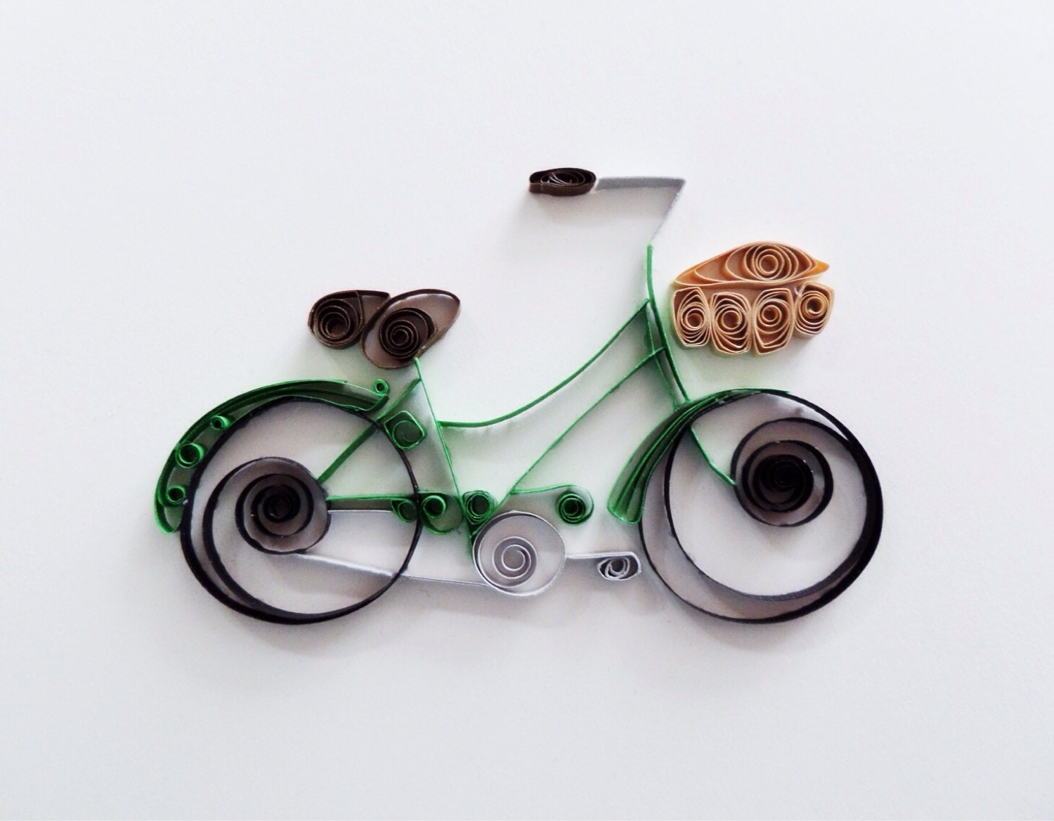 Quilled Paper Bicycle for Home Decor Bright Green Bicycle