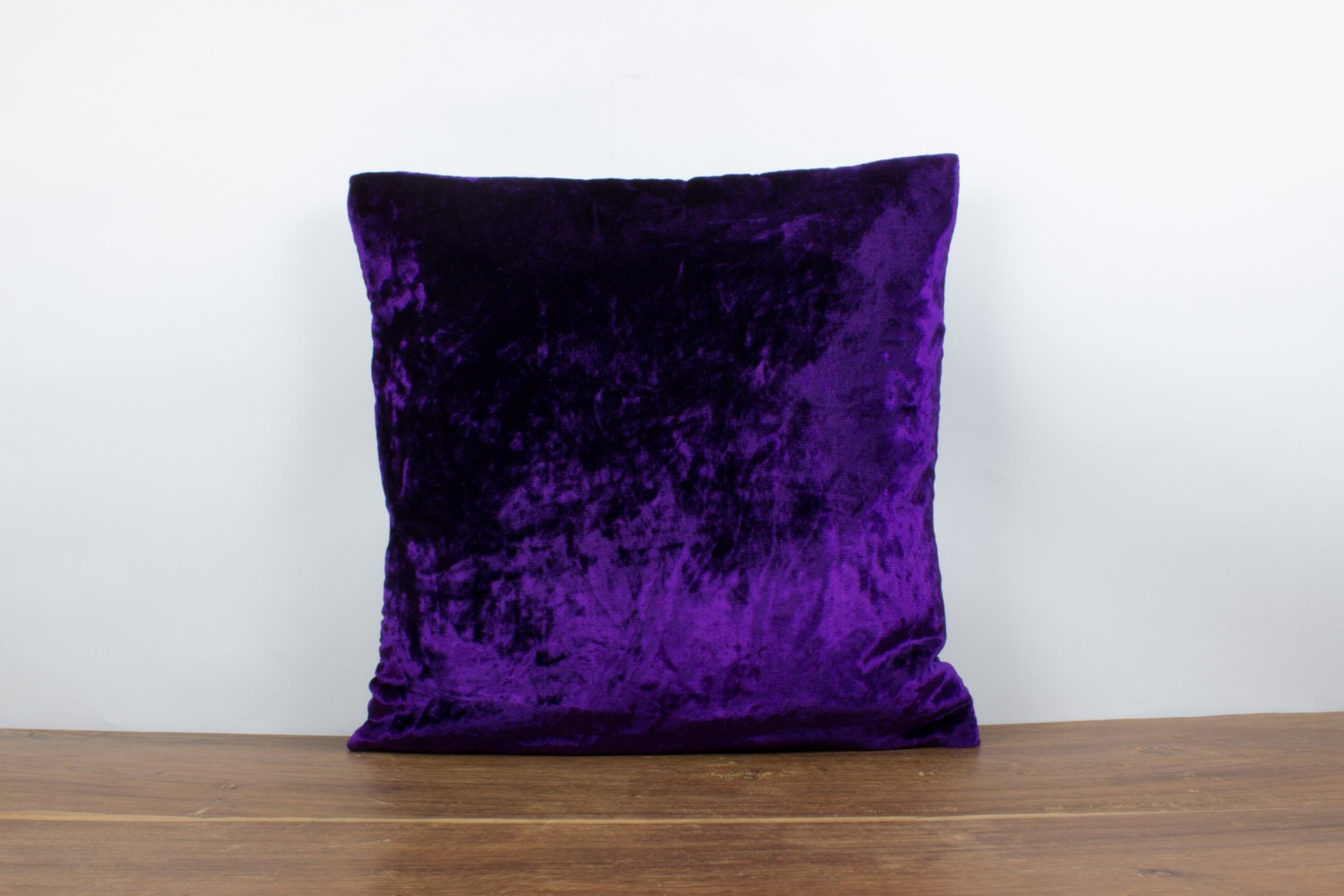 Dark Royal Purple  Velvet  Silk Pillow  cover 18x18 by Fabricasia