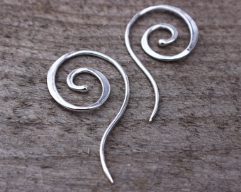 Sterling Silver Spiral Ear Gauges, Gauged Earrings, 14 Gauge Earring, Fancy Gauges, Dressy Gauges
