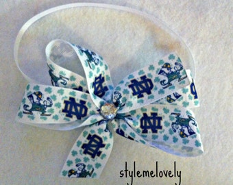 Notre Dame Baby Girl Boutique Bow Elastic Headband