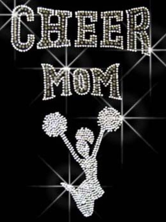 Cheer Mom iron on Rhinestone transfer hotfix by LaLaBoutiqueBling