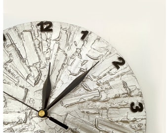 Silver Home Decor, GRAY WALL CLOCK, silver gray clock, Unique Clock, Modern wall clock, office wall clock