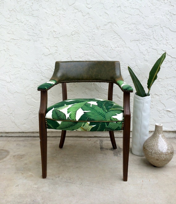 50's Palm Leaf Upholstered Chair // Office Chair // Accent