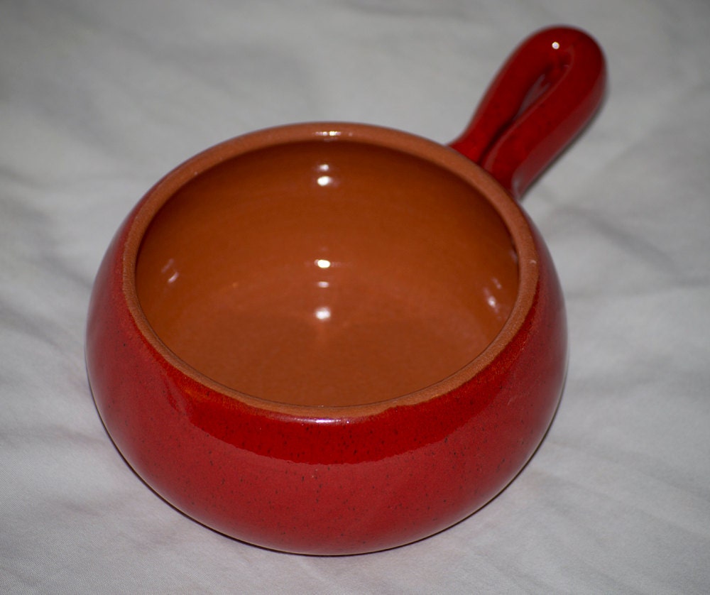 Beautiful Bright Red Clay Bakeware With Handle De Silva Handmade In