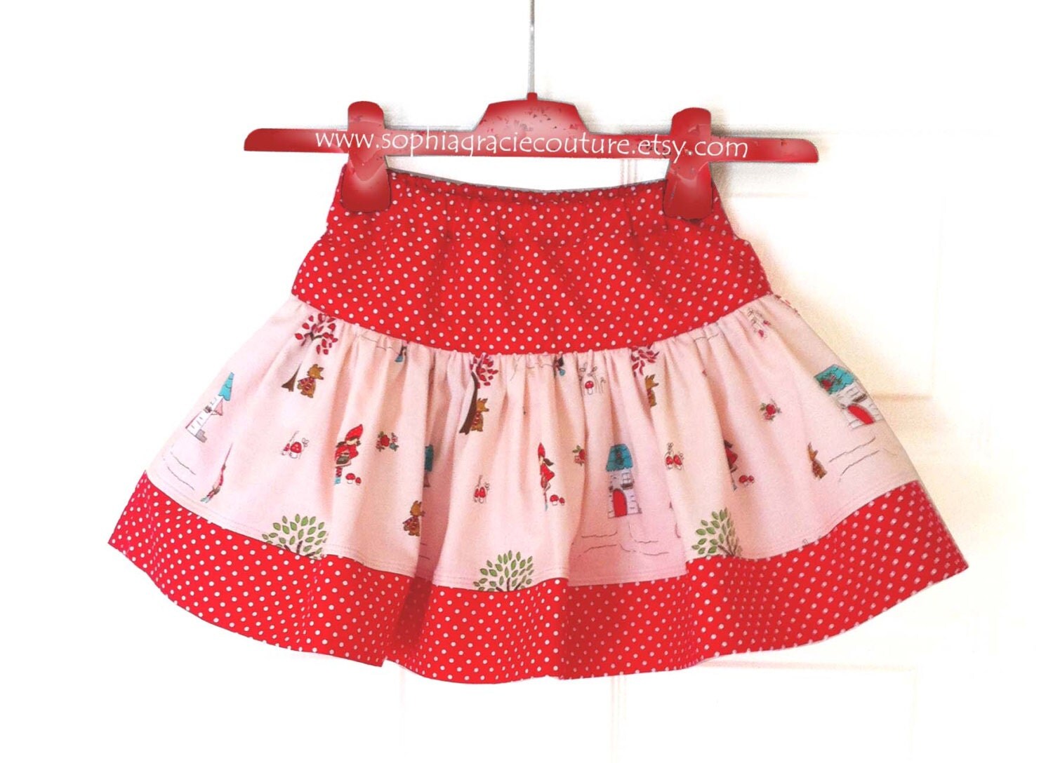 Girl's Twirly Skirt Easter Skirt Little Red Riding Hood