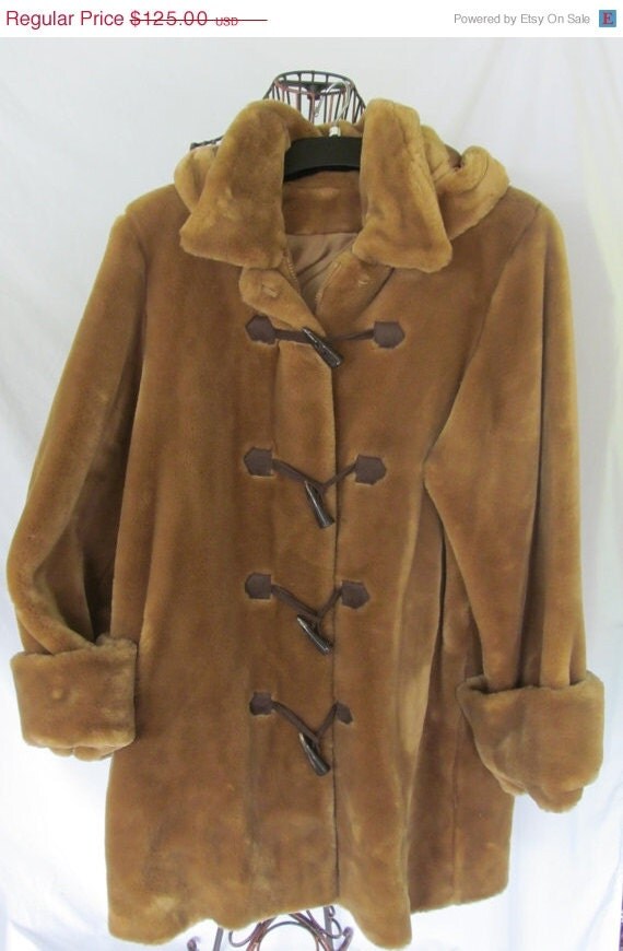 Brown Teddy Bear Fur Jacket Toggle Button by ReVintageBoutique