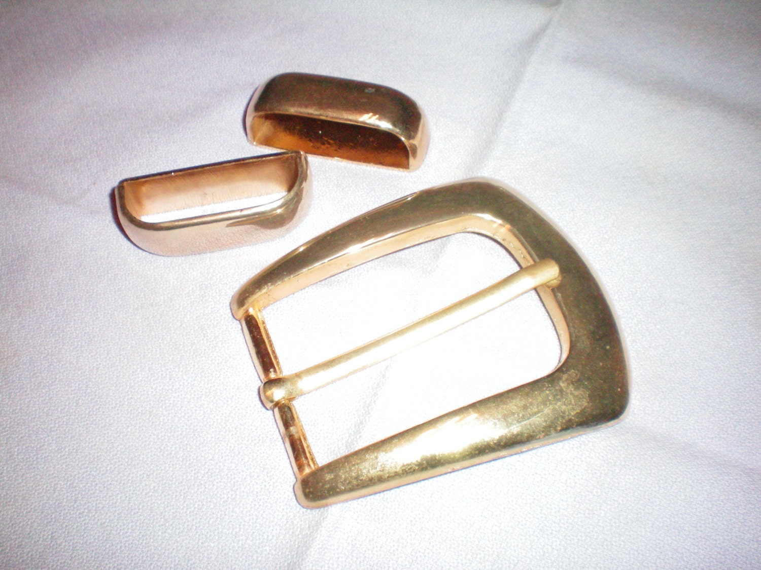 Vintage Extra Large Heavy Brass Buckles and 2 Slides