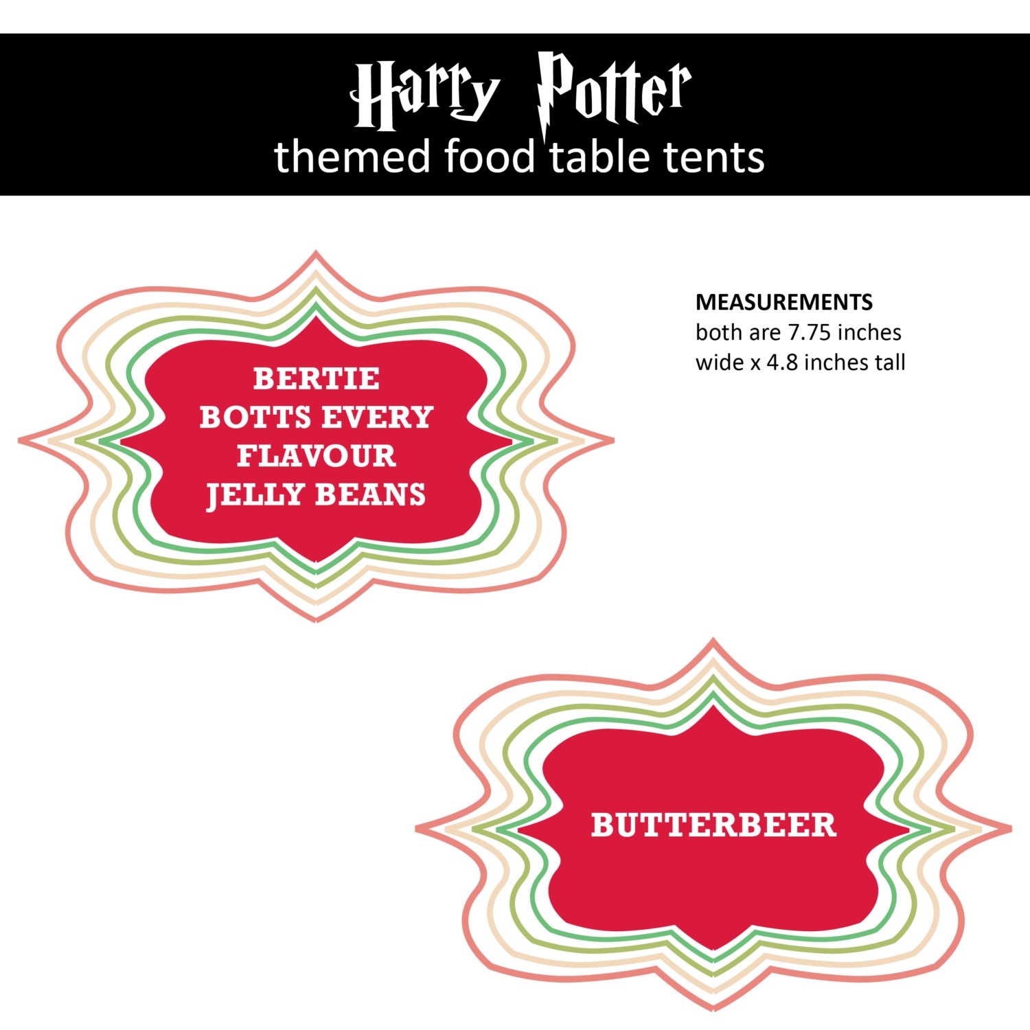 Harry Potter Party Food Labels from by kaBOOMcommunications
