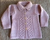 Elegant pink girls' jumper/jacket in merino wool, made to order