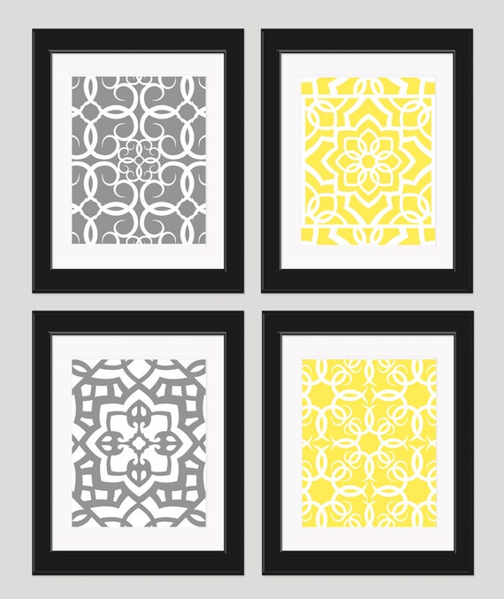 Grey and Yellow Wall Art, Yellow Wall Art, Wall Decor, Yellow Gray