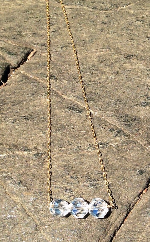 Gold and crystal glass necklace by ashleycarsondesigns on Etsy