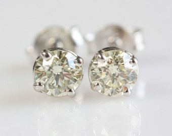 Gold Earrings with Zirconia -14K White Gold Earrings-Stud Earrings-Women Stud Earrings -Tiny Stud Earrings-Birthday gift-Graduation present