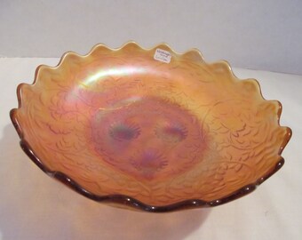 Westmoreland serving bowl Carnival Glass marigold Louisa, Vintage 1920s